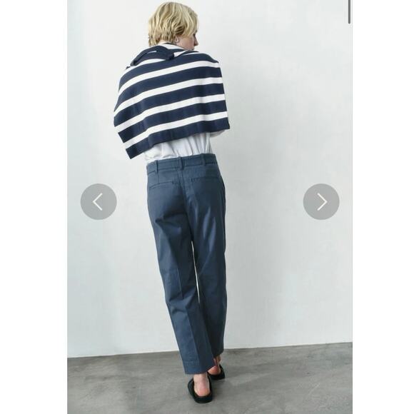 AYR NWT The Bam Prussian Blue Baby Barrel Leg Cotton Pleated Pants, Size 4 - Picture 2 of 14